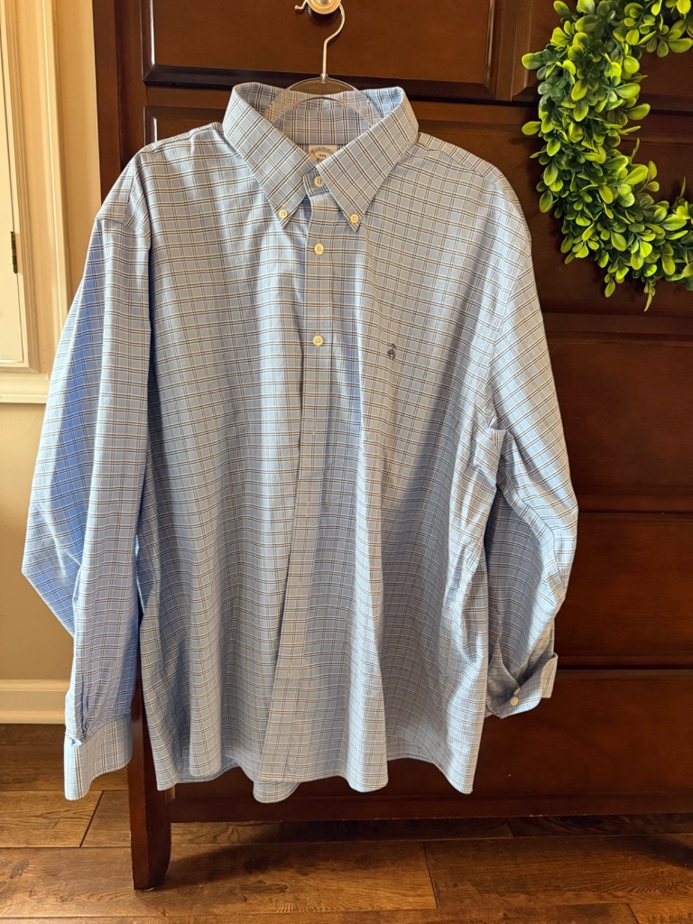 Brooks Brothers Blue Plaid Button-Down Dress Shirt